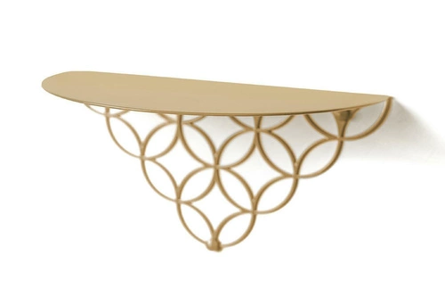 Półka ścienna metalowa Holo Gold POLYHEDRA nowoczesna złota do salonu na książki