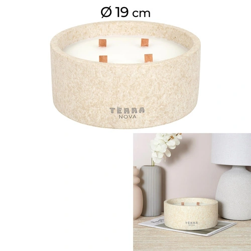 Świeca zapachowa Terra Nova Intesi 4-knotowa beżowa dekoracyjna 19 cm