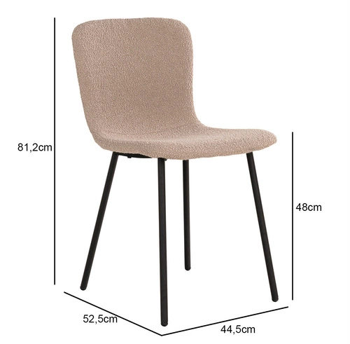 Krzesło tapicerowane Halden beżowe skandynawskie do jadalni i salonu na czarnych nogach