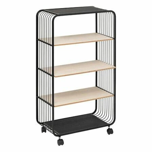 Regał na książki industrialny na kółkach Glamm 4-poziomowy czarny naturalny 5five simply smart