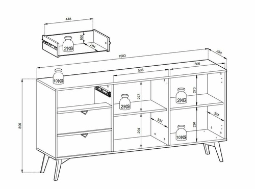 Komoda z szufladami Sage Intesi nowoczesna drewniana do salonu i sypialni naturalna