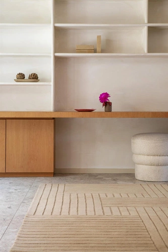 Dywan wełniany do salonu Decor Desert Warm Sand 160x230 cm nowoczesny ręcznie tkany beżowy