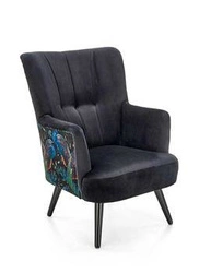 Fotel wypoczynkowy Gredos czarny welur do salonu nowoczesny z podłokietnikami Intesi