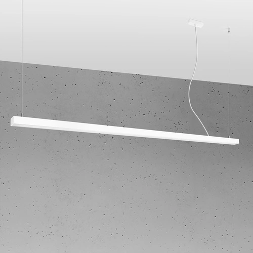 Minimalistyczna lampa wisząca LED PINNE 200 biała nad stół do jadalni lub biura 200 cm