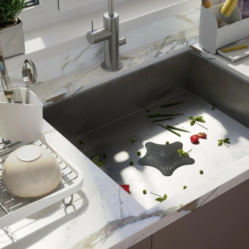 Sitko do zlewu Umbra Starfish czarne gumowe z przyssawkami do kuchni i łazienki 16 cm