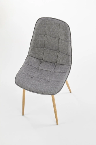 Krzesło tapicerowane Hampshire szare do jadalni nowoczesne skandynawskie dąb miodowy Intesi