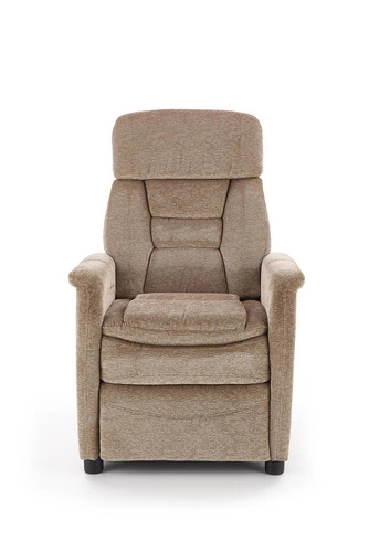 Fotel rozkładany do salonu Dumont beżowy nowoczesny relax Intesi tapicerowany regulowany