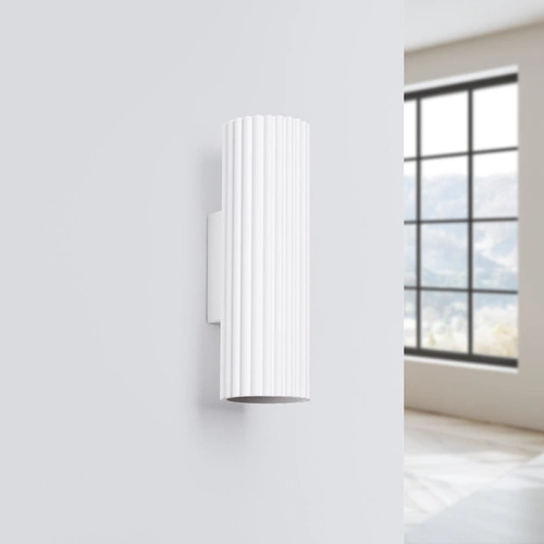 Kinkiet ścienny biały świecący góra dół Karbon 20 minimalistyczny do salonu i sypialni SOLLUX