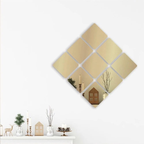 Intesi Kwadrat złote lustrzane dekoracje ścienne z akrylu ozdoby na ścianę do salonu 12 sztuk