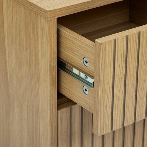 Wąska szafka łazienkowa stojąca Tasso naturalna skandynawska z szufladą 33 cm 5five