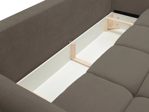 Sofa rozkładana Bode 3 osobowa z pojemnikiem do salonu brązowo-szara nowoczesna