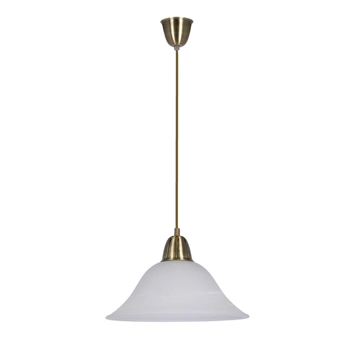 Lampa wisząca Rubi klasyczna szklana do salonu i jadalni biała patyna regulowana 31 cm