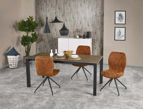 Stół rozkładany do jadalni Zochin 120-180 cm nowoczesny szary blat ceramiczny czarne nogi Intesi