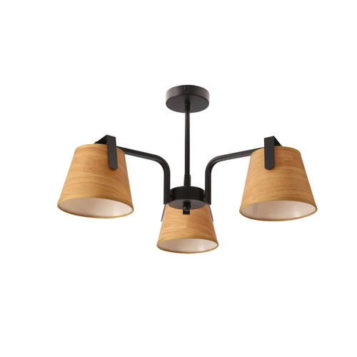 Lampa wisząca Amberg czarny 3x40W E14  abażur żółty