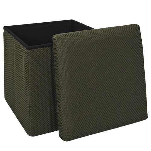 Pufa ze schowkiem Vels Atom Intesi kwadratowa składana nowoczesna do przedpokoju khaki 38x38 cm