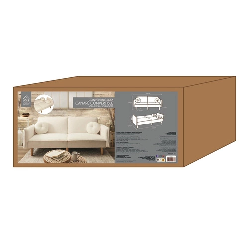 Sofa rozkładana z funkcją spania Boghena beżowa skandynawska 2 osobowa do salonu na wysokich nogach