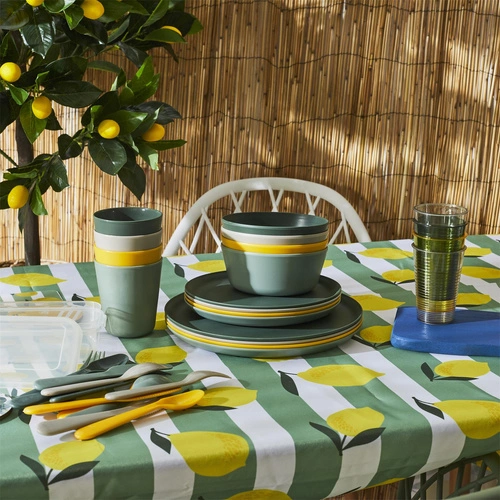 Intesi nowoczesny zestaw sztućców piknikowych z tworzywa na 4 osoby, 12 elementów, można myć w zmywarce