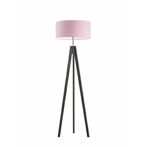 Lampa podłogowa HAITI abażur jasny różowy stelaż hebanowy
