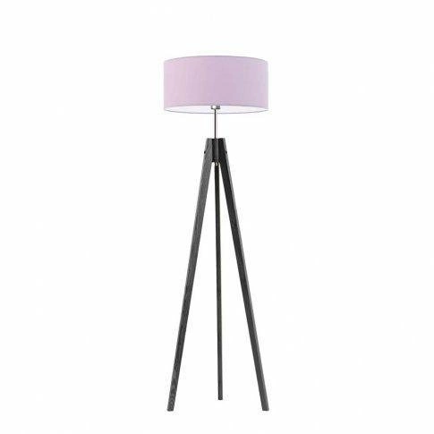 Lampa stojąca do pokoju dziecięcego HAITI fioletowa drewniana z abażurem glamour Lysne