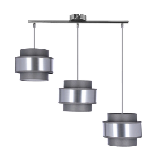 Lampa wisząca Hare chromowy 3x60W E27  abażur szary+srebrny
