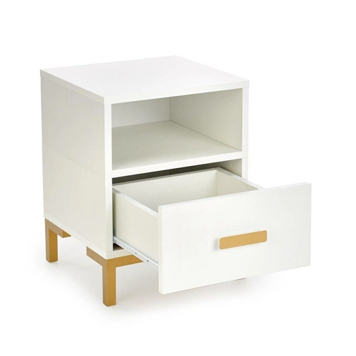 Nowoczesna biała szafka nocna Tisaia Intesi z szufladą do sypialni i pokoju młodzieżowego