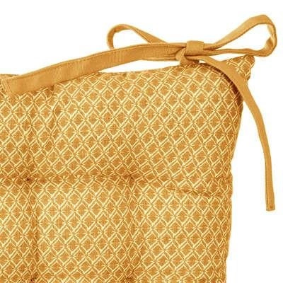 Poduszka na krzesło kwadratowa Atmosphera 38x38 żółta do jadalni i kuchni bawełniana wiązana