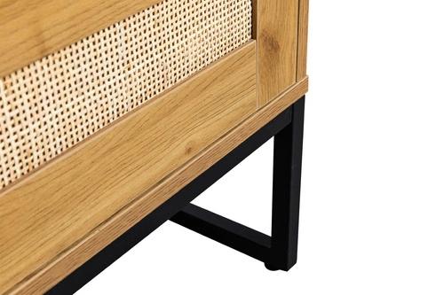 Stolik kawowy Capri prostokątny boho z rattanowym frontem i szufladą do salonu 120x60 cm