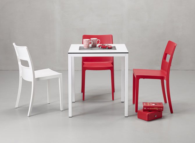 Stół do jadalni Mirto 120x80 cm biały nowoczesny metalowy łatwe czyszczenie SCAB Design