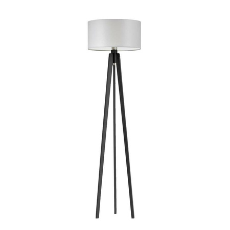 Lampa podłogowa MIAMI abażur jasny szary stelaż hebanowy