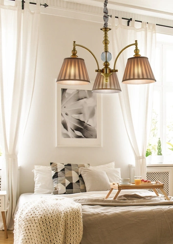 Lampa wisząca Austin beżowa glamour 3-punktowa z regulacją do jadalni i salonu