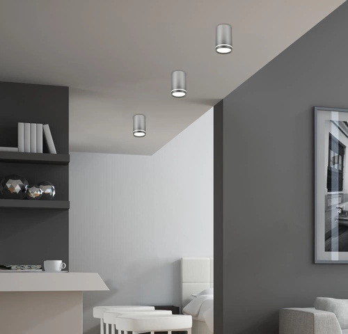 Lampa sufitowa Tuba srebrna matowa nowoczesna do kuchni i salonu CANDELLUX 6,8 cm