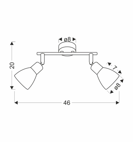 Lampa sufitowa Costa czarno-biała szklana 2-punktowa z ruchomym kloszem do salonu