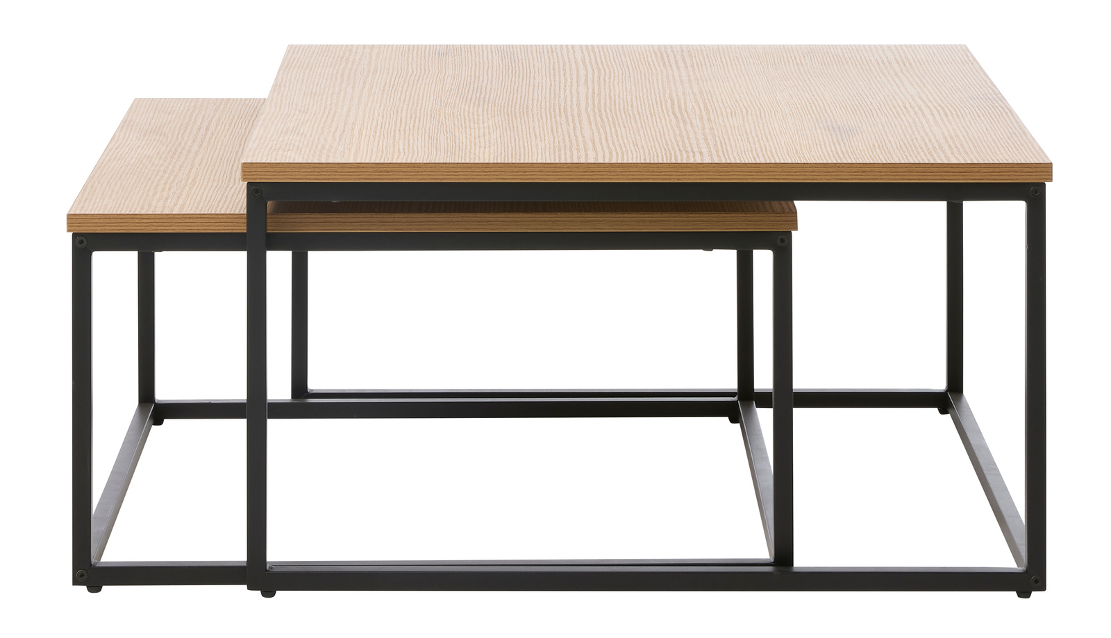 Zestaw stolików kawowych Resul 2w1 kwadratowych loft dąb czarny 75x75cm do salonu