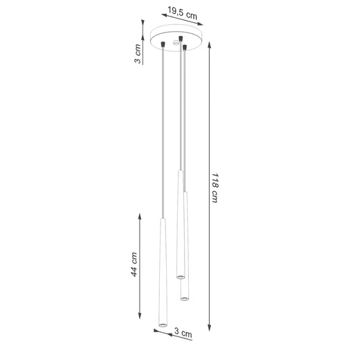 Lampa wisząca BLISS 3P czarna nowoczesna regulowana do salonu i nad stół 3-punktowa