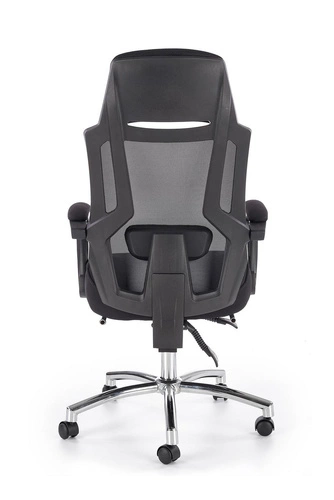 Fotel biurowy ergonomiczny Mande czarny z podnóżkiem i siatkowym oparciem do biura