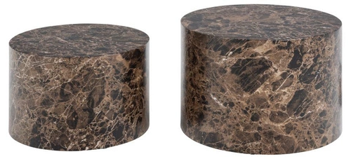 Zestaw 2 stolików Dice okrągłe marmur     brązowy outlet