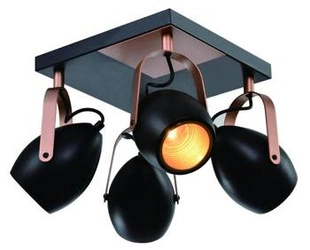 Lampa sufitowa Anica plafon czarny 4x40W  E14 odbłyśnik złoty