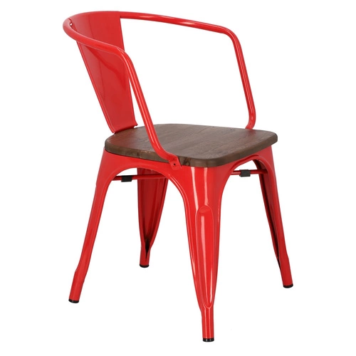 Krzesło Paris Arms Wood czerwone sosna orzech
