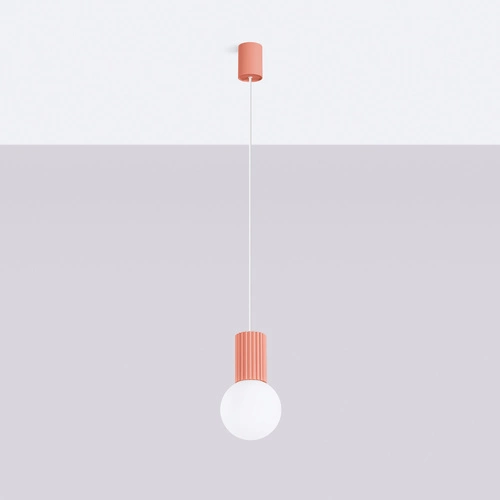 Lampa wisząca kula HALO 1 różowa nowoczesna do salonu i sypialni SOLLUX LIGHTING