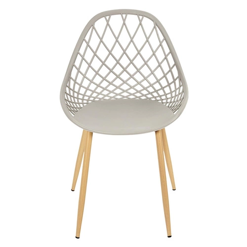 Krzesło do jadalni Malaga Intesi szare z tworzywa imitującego plecionkę, łatwe czyszczenie