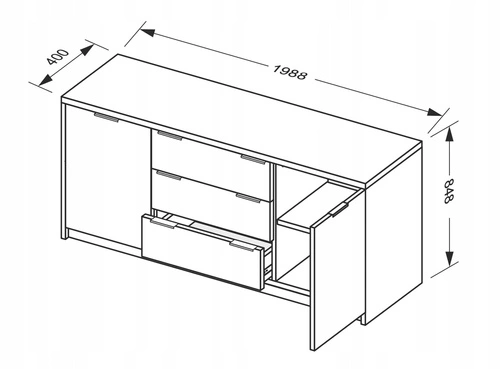 Komoda Merle 200 cm biała połysk nowoczesna z szufladami do salonu Intesi