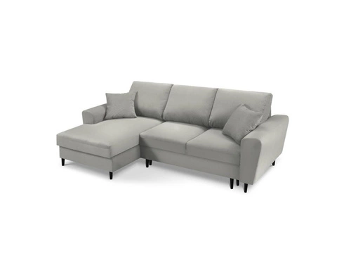 Narożnik z funkcją spania Moghan Light Grey Corduroy Lewostronna kolor nóg czarny