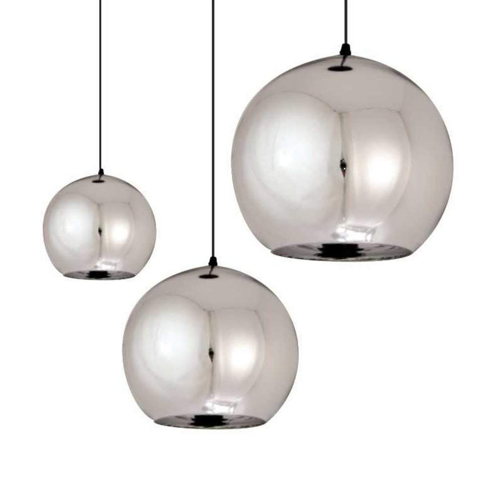 Lampa wisząca kula szklana MIRROR GLOW S chrom 25cm do salonu i nad stół