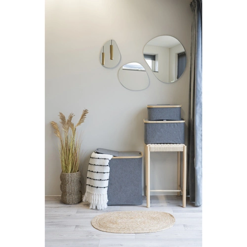 Kosz na pranie Noto bambusowy szary do łazienki 54x33 cm