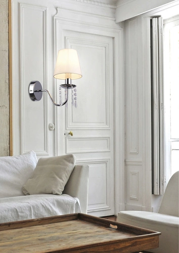 Kinkiet ścienny Ruti beżowy klasyczny glamour z abażurem do sypialni i salonu CANDELLUX