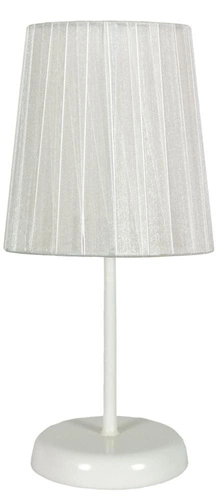 Nowoczesna lampka nocna Rifasa biała metalowa z abażurem do sypialni i pokoju dziecka