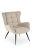 Fotel uszak Wallace beżowy do salonu nowoczesny tapicerowany wygodny z podłokietnikami