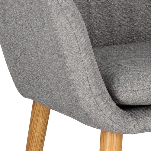 Krzesło tapicerowane Emilia szare z podłokietnikami do jadalni i salonu skandynawskie Actona