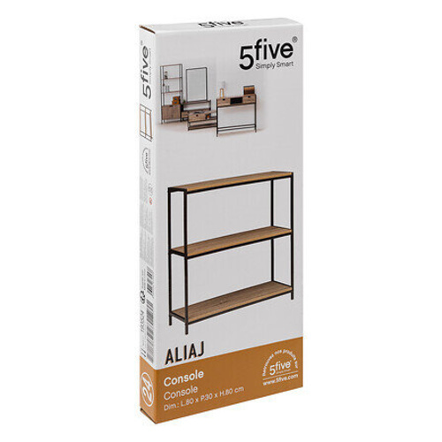 Konsola loftowa Aliaj 3-poziomowa z półkami do przedpokoju i salonu czarna naturalna 80 cm