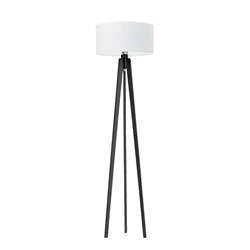 Lampa stojąca do salonu MIAMI glamour trójnóg drewniana abażur biały personalizowana 148 cm